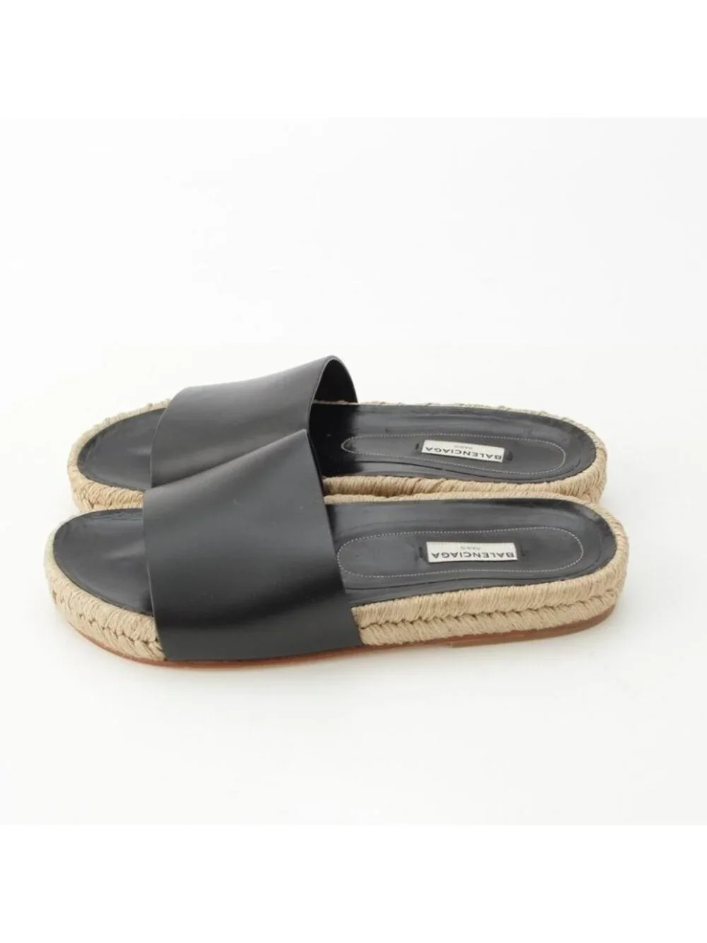 Balenciaga Leather Espadrille Sandals Black 38 - Picture 3 of 10